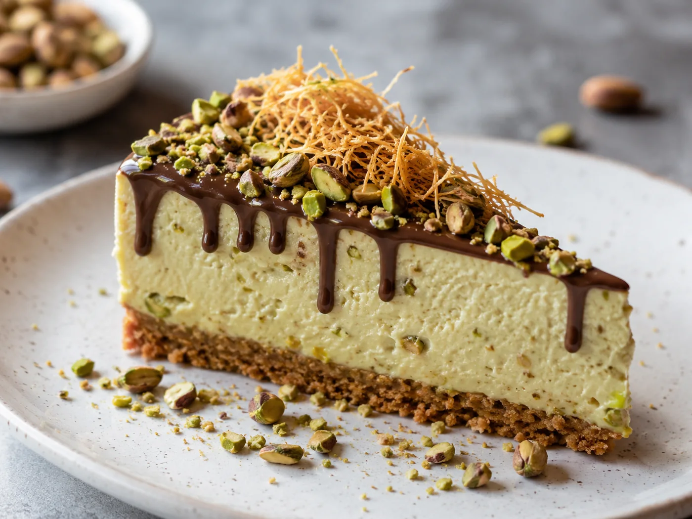 Tarta por capas con pistacho y chocolate